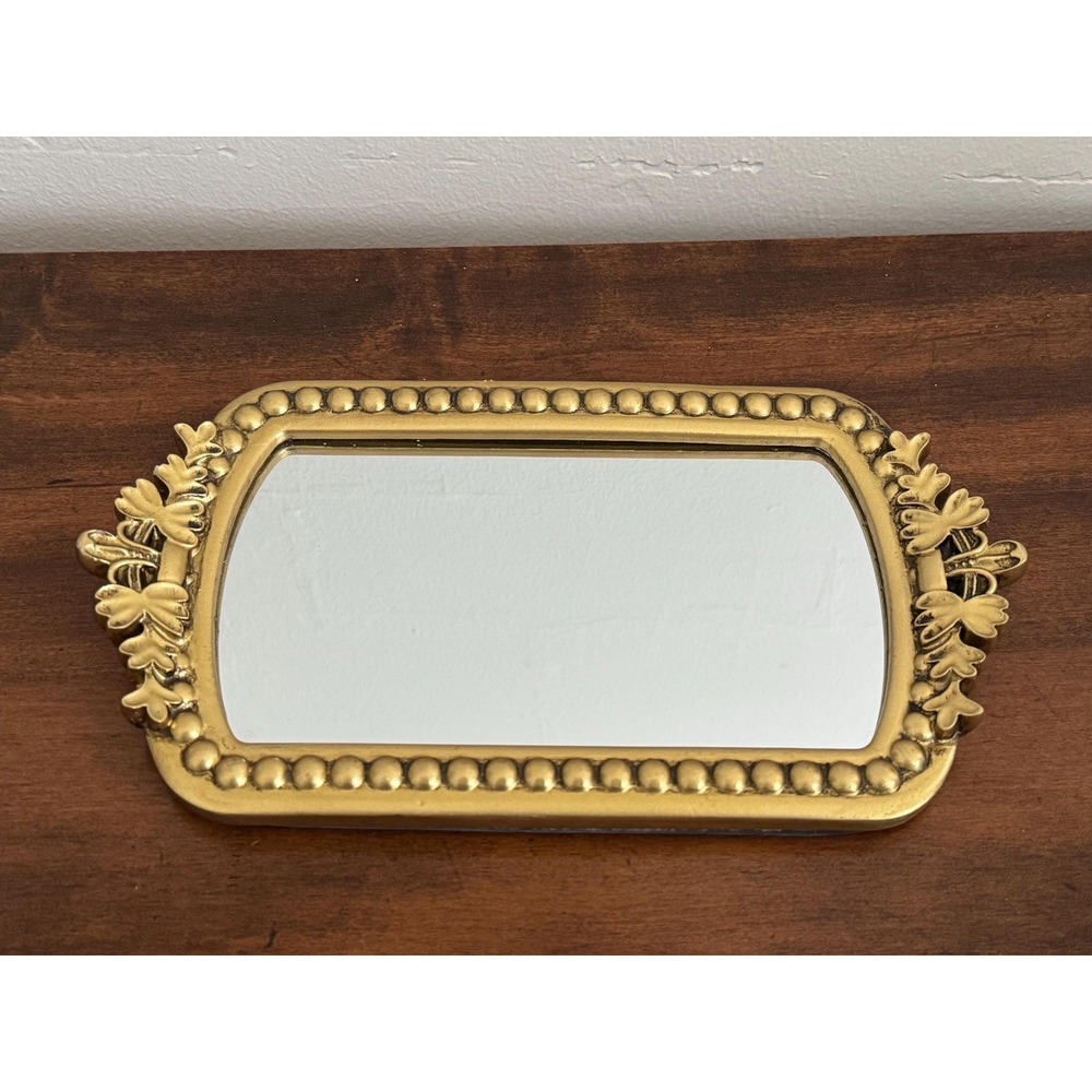 Vintage Gold Tone Mirrored Home Decor Tray | Elegant Dresser or Vanity Tray